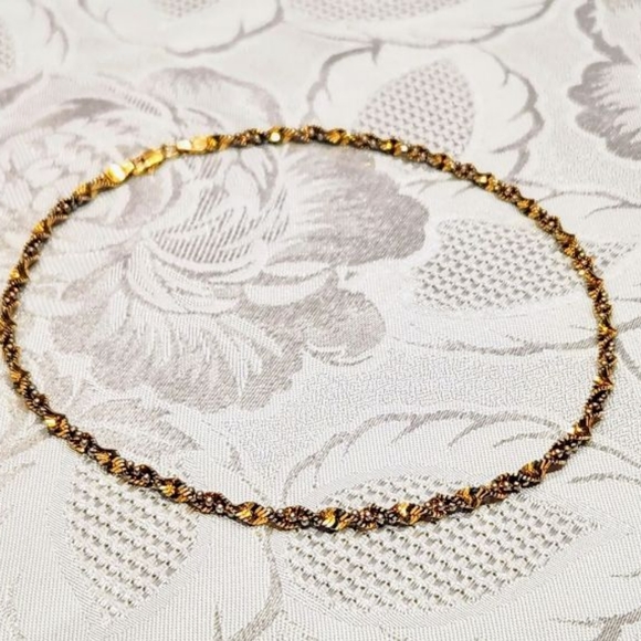 925 VTG 16" double chain.Italian Gold tone w/ silver pearls. Choker / necklace - Picture 8 of 12